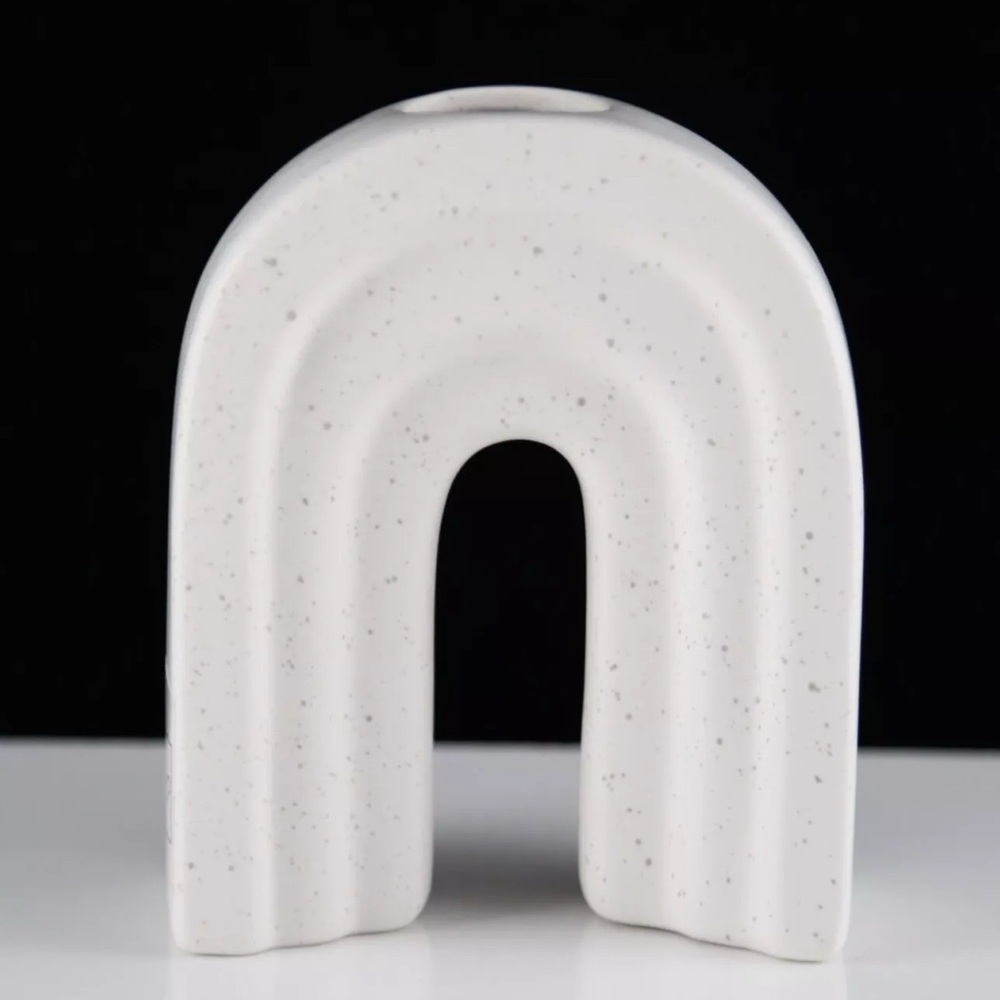 White Rainbow Arch Ceramic Flower Bud Vase